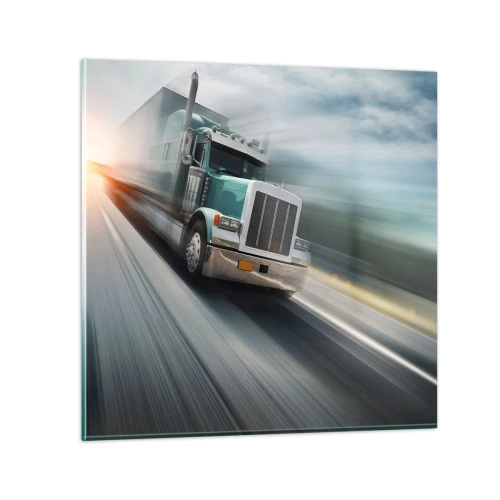 Obraz na szkle - Amerykański olbrzym w pędzie - 30x30 cm