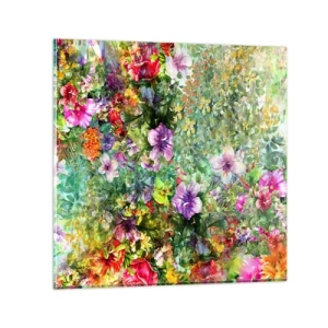 Obraz na szkle - W kwiaty na zatracenie - 50x50 cm