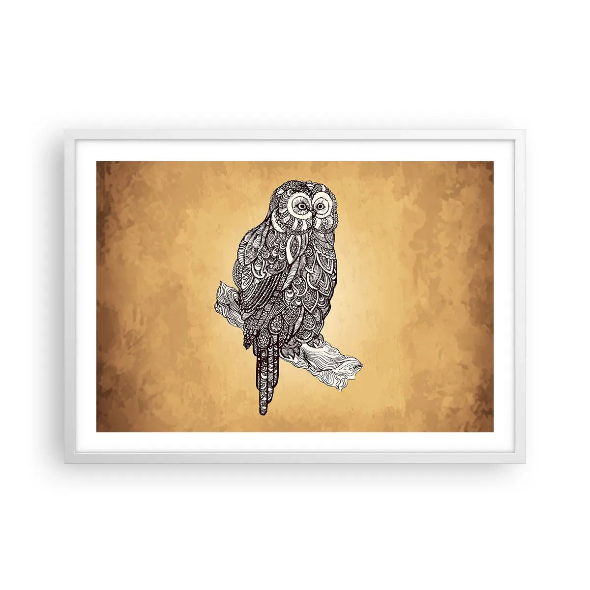 Plakat w białej ramie - Misterne ornamenty mądrości - 70x50 cm