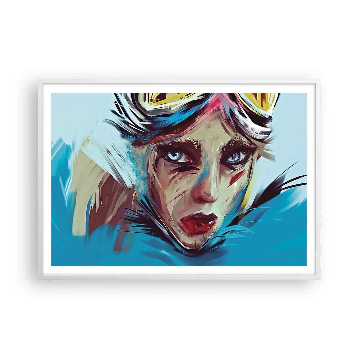 Plakat w białej ramie - Wojowniczka szos - 100x70 cm