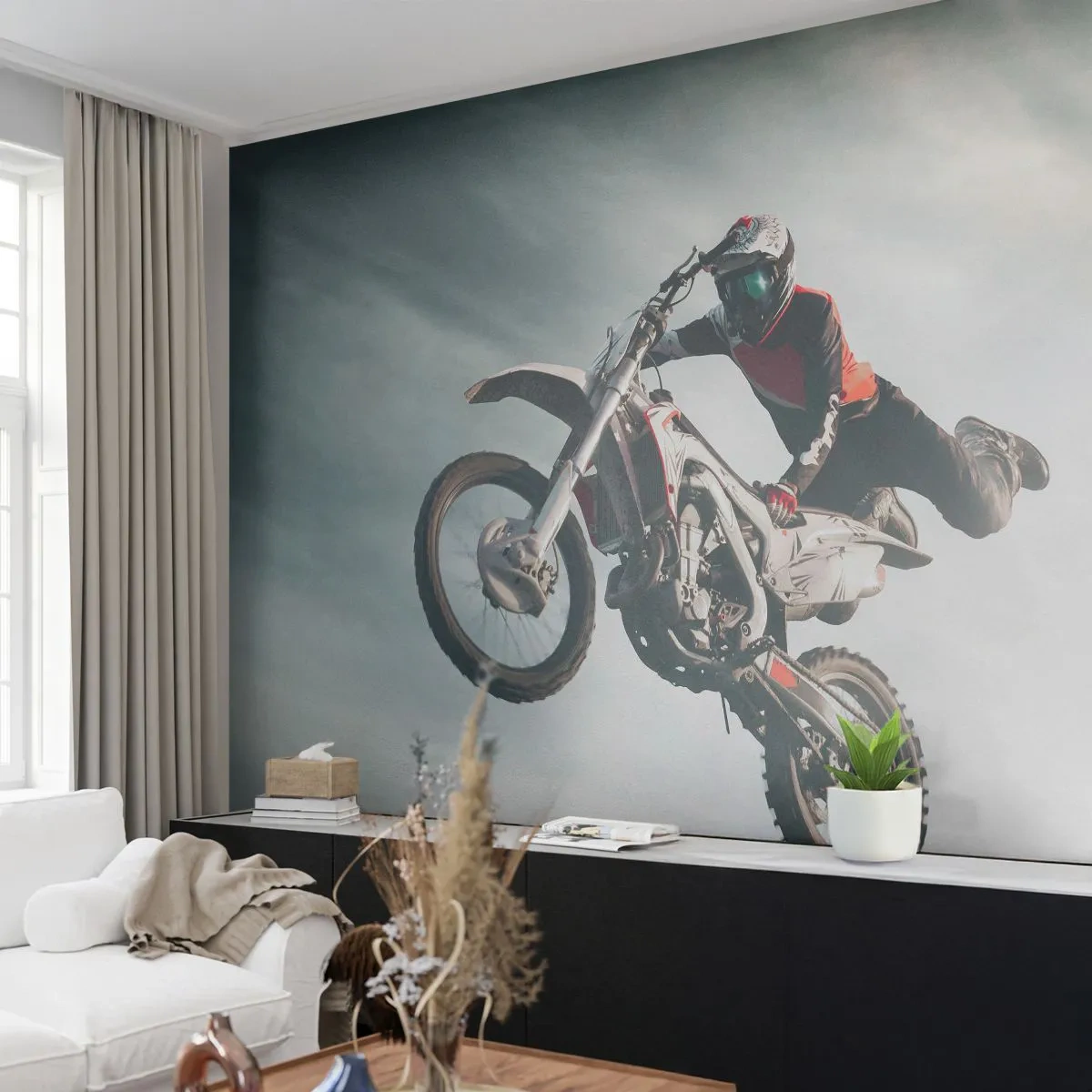 Fototapeta Samoprzylepna Deluxe Sticker - Nie ma zabawy bez ryzyka - Motocross, Motocykl, Motocyklista - 300x210 cm