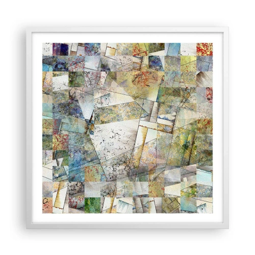 Plakat w białej ramie - Geometryczne przetasowanie - 60x60 cm