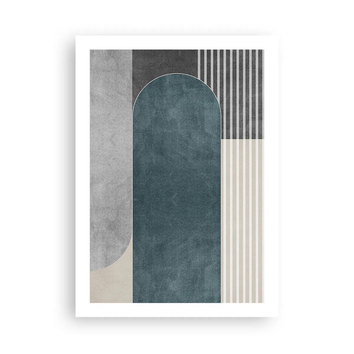 Plakat - Geometryczna kompozycja w odcieniach zieleni i szarości - 50x70cm - Kompozycja na poziomie - Nowoczesna dekoracja ścienna do salonu, kuchni i sypialni ARTTOR