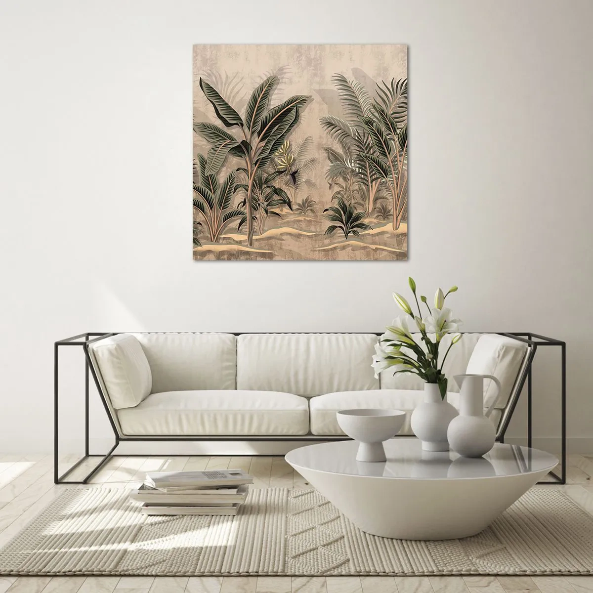 Obraz na szkle - Rycina w kolonialnym stylu - 60x60 cm