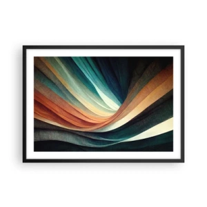Plakat w czarnej ramie - Abstrakcyjne fale w ciepłych i chłodnych odcieniach - 70x50cm - Utkane z barw - Nowoczesna dekoracja ścienna do salonu i sypialni ARTTOR
