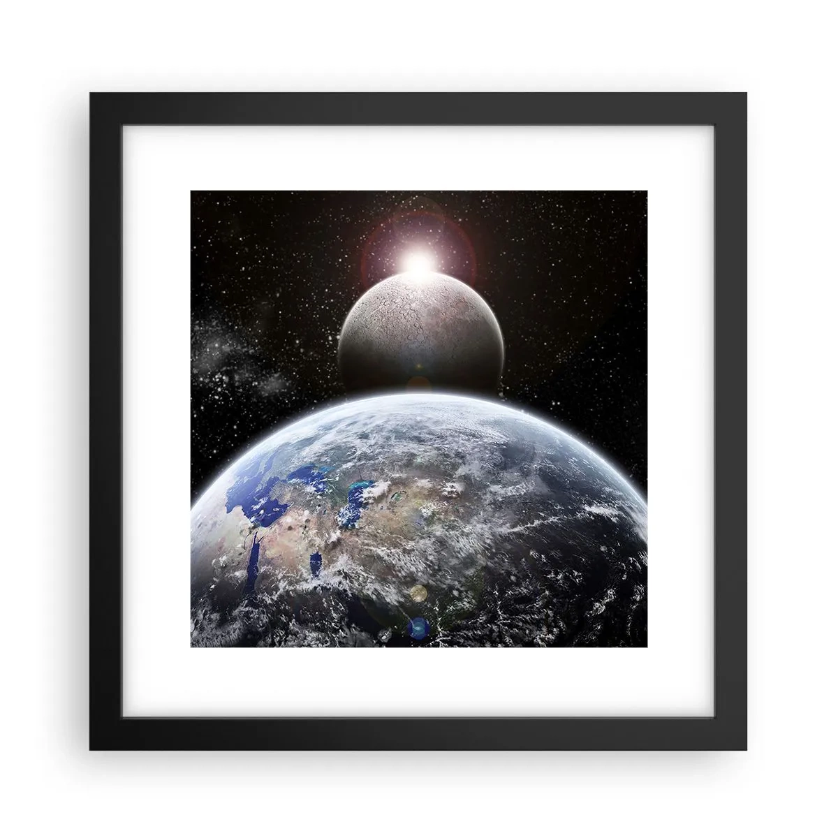 Plakat w czarnej ramie - Pejzaż kosmiczny - wschód słońca - 30x30 cm