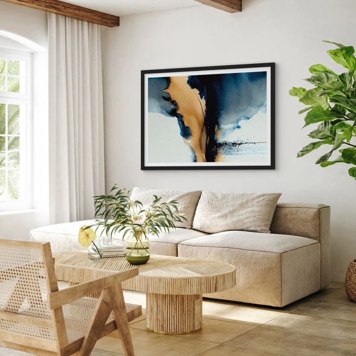 Plakat w czarnej ramie - Za zasłoną - 40x30 cm
