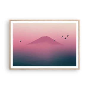 Plakat w ramie jasny dąb - Wędrowcy ponad chmurami - 100x70 cm