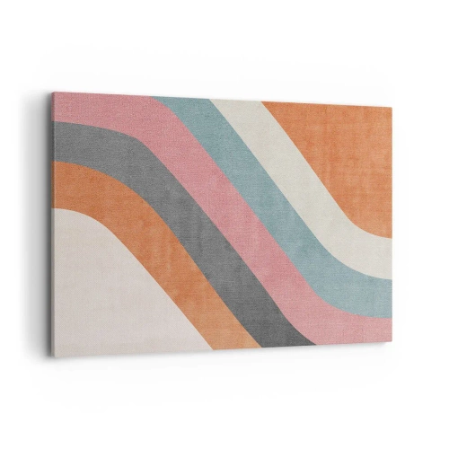 Obraz na płótnie - Kolorowe pasy w stylu retro - 100x70cm - Kompozycja diagonalna – ruch - Nowoczesna dekoracja ścienna do salonu, kuchni i sypialni ARTTOR