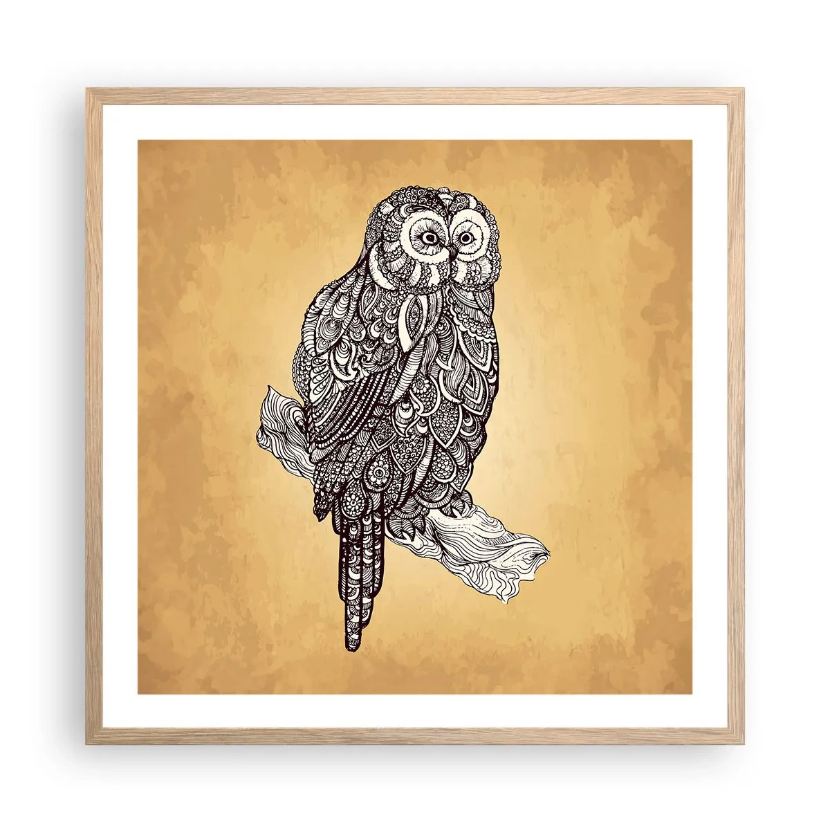 Plakat w ramie jasny dąb - Misterne ornamenty mądrości - 60x60 cm