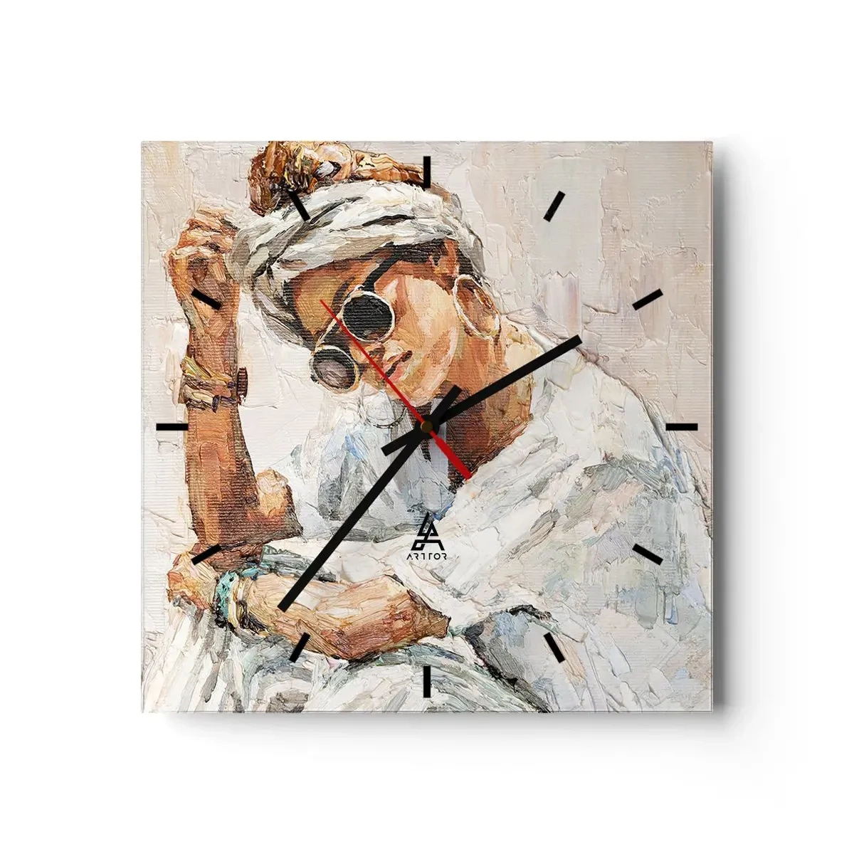 Zegar ścienny - Portret w pełnym słońcu - 40x40 cm