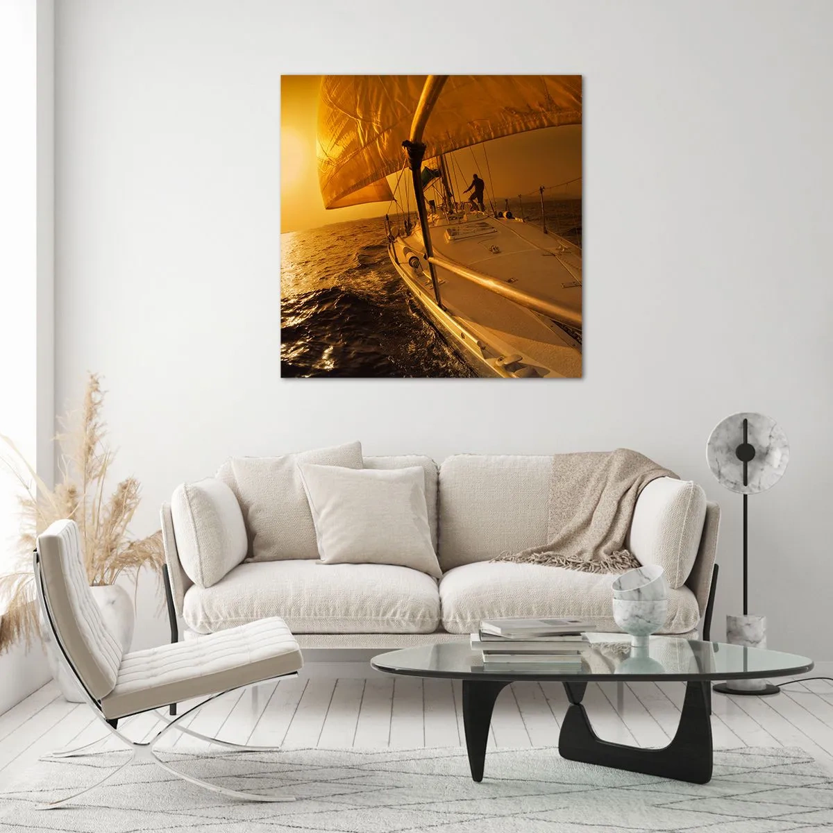 Obraz na szkle - Złoty wieczór po wielobarwnym dniu - 40x40 cm