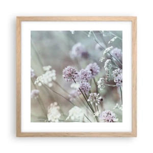 Plakat w ramie jasny dąb - Słodkie filigrany ziół - 40x40 cm