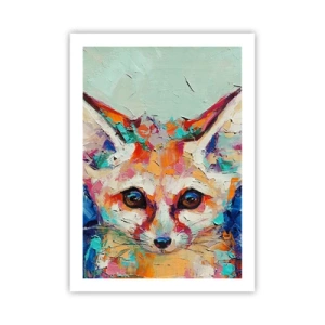 Plakat - Kolorowy abstrakcyjny portret lisa z wyrazistym spojrzeniem - 50x70cm - Jesteście na mnie gotowi? - Nowoczesna dekoracja ścienna do salonu, kuchni i sypialni ARTTOR