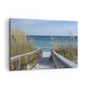Obraz na płótnie - Ścieżka na plażę z widokiem na morze - 120x80cm - W słońcu, na wietrze - Nowoczesna dekoracja ścienna do salonu, kuchni i sypialni ARTTOR