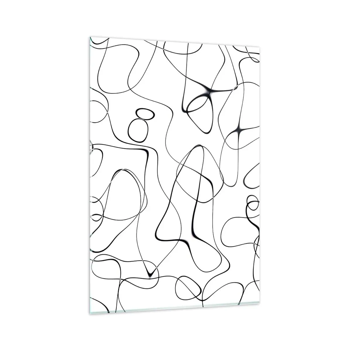 Obraz na szkle - Abstrakcyjne czarne linie na białym tle w minimalistycznym stylu - 80x120cm - Ścieżki życia, koleje losu - Nowoczesna dekoracja ścienna do salonu i sypialni ARTTOR