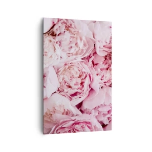 Obraz na płótnie - Bukiet różowych piwonii w zbliżeniu - 80x120cm - Przytulone i pachnące - Nowoczesna dekoracja ścienna do salonu i sypialni ARTTOR