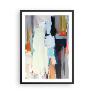 Plakat w czarnej ramie - Abstrakcyjna kompozycja kolorów w stylu ekspresyjnym - 50x70cm - Jest metoda? - Nowoczesna dekoracja ścienna do salonu i sypialni ARTTOR