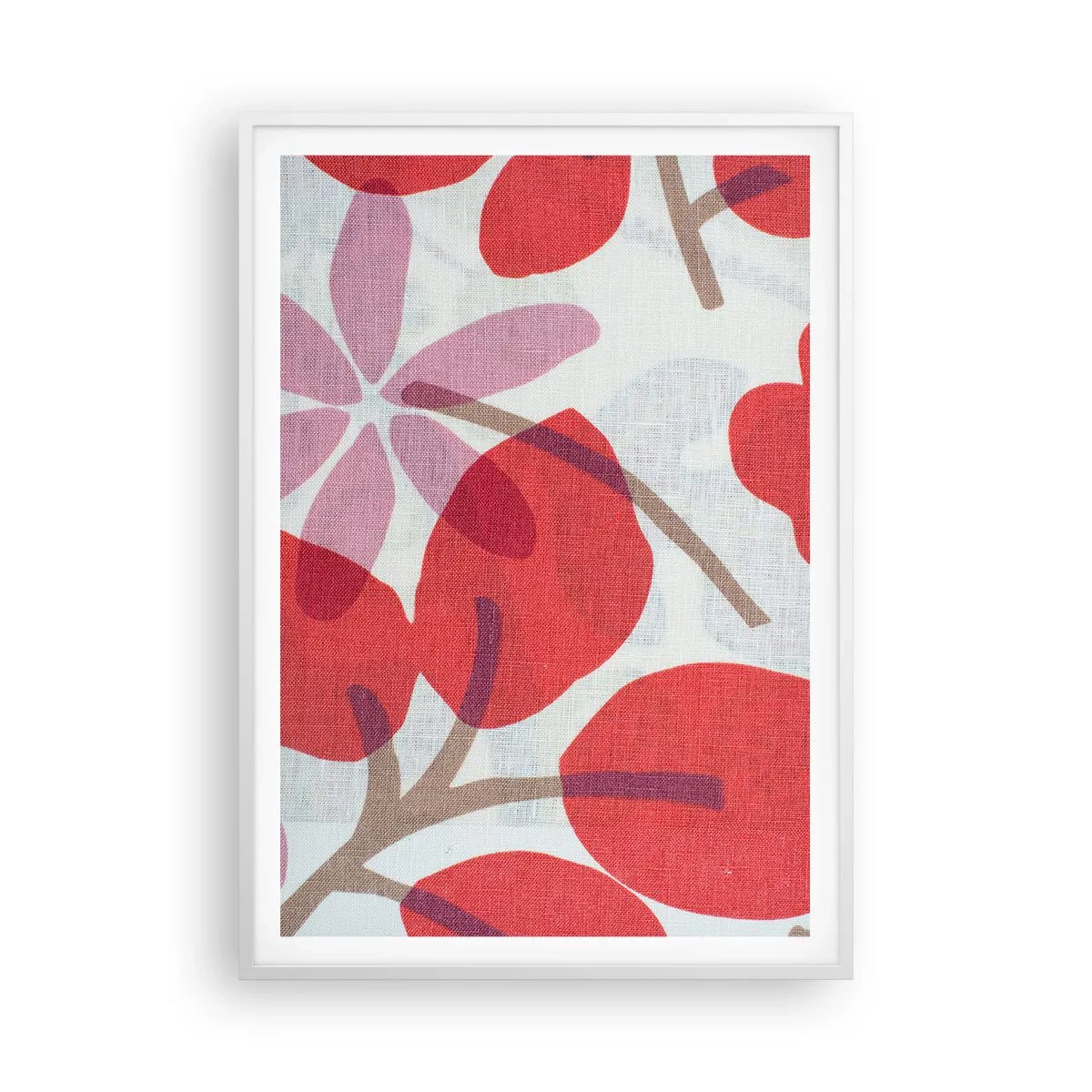 Plakat w białej ramie - Kompozycja kwiatowa w różu - 70x100 cm