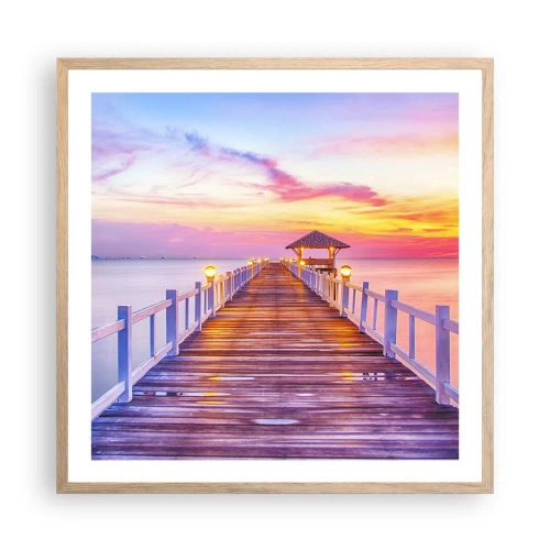 Plakat w ramie jasny dąb - Liliowo-złota cisza wieczoru - 60x60 cm