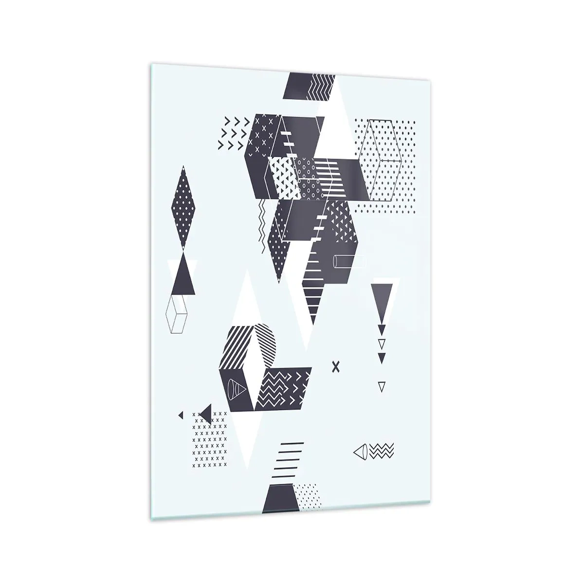 Obraz na szkle - Nowoczesna grafika geometryczna w odcieniach bieli i granatu - 70x100cm - W duszy matematyka - Nowoczesna dekoracja ścienna do salonu i sypialni ARTTOR