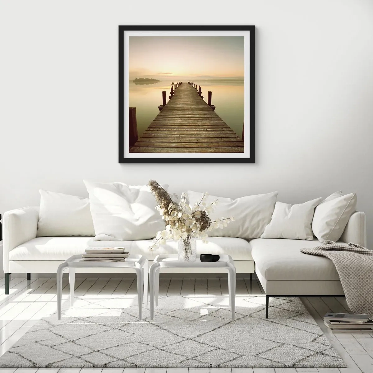 Plakat w czarnej ramie - Przedświt, świtanie, światło - 40x40 cm