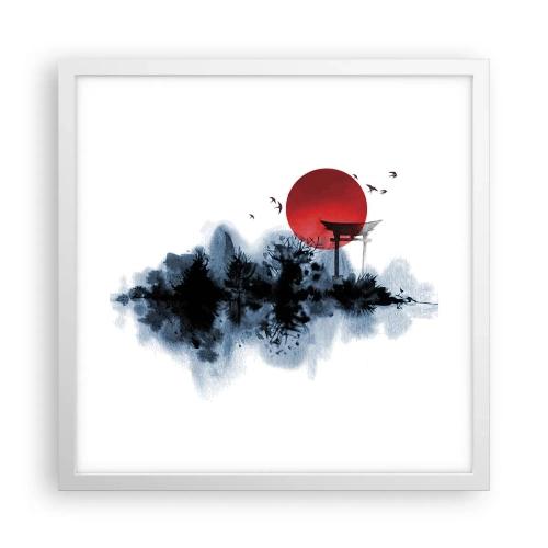 Plakat w białej ramie - Japoński widok - 40x40 cm