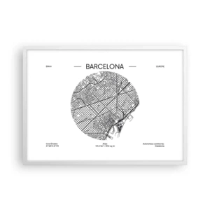 Plakat w białej ramie - Anatomia Barcelony - 70x50 cm