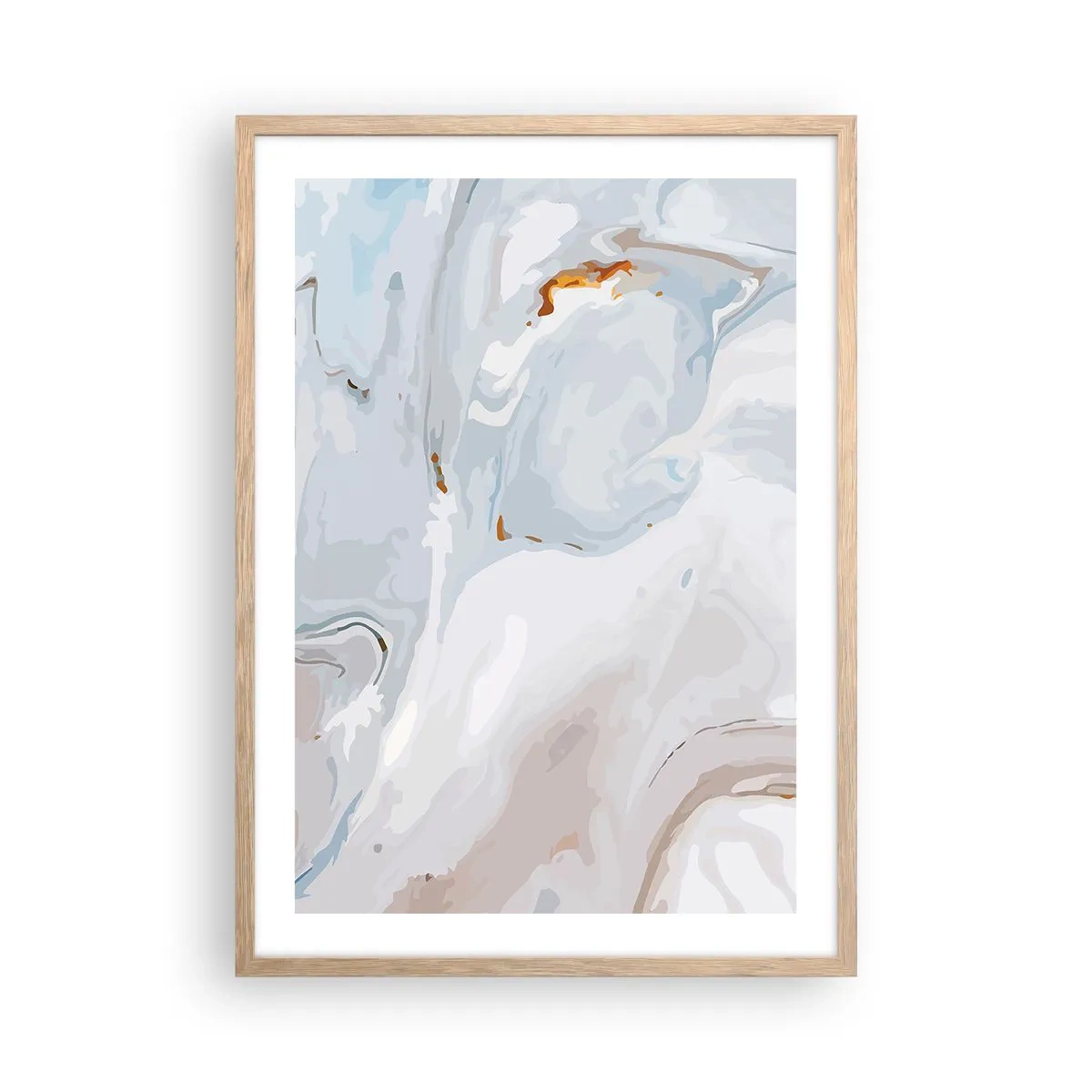 Plakat w ramie jasny dąb - Biel wypiętrzona - 50x70 cm