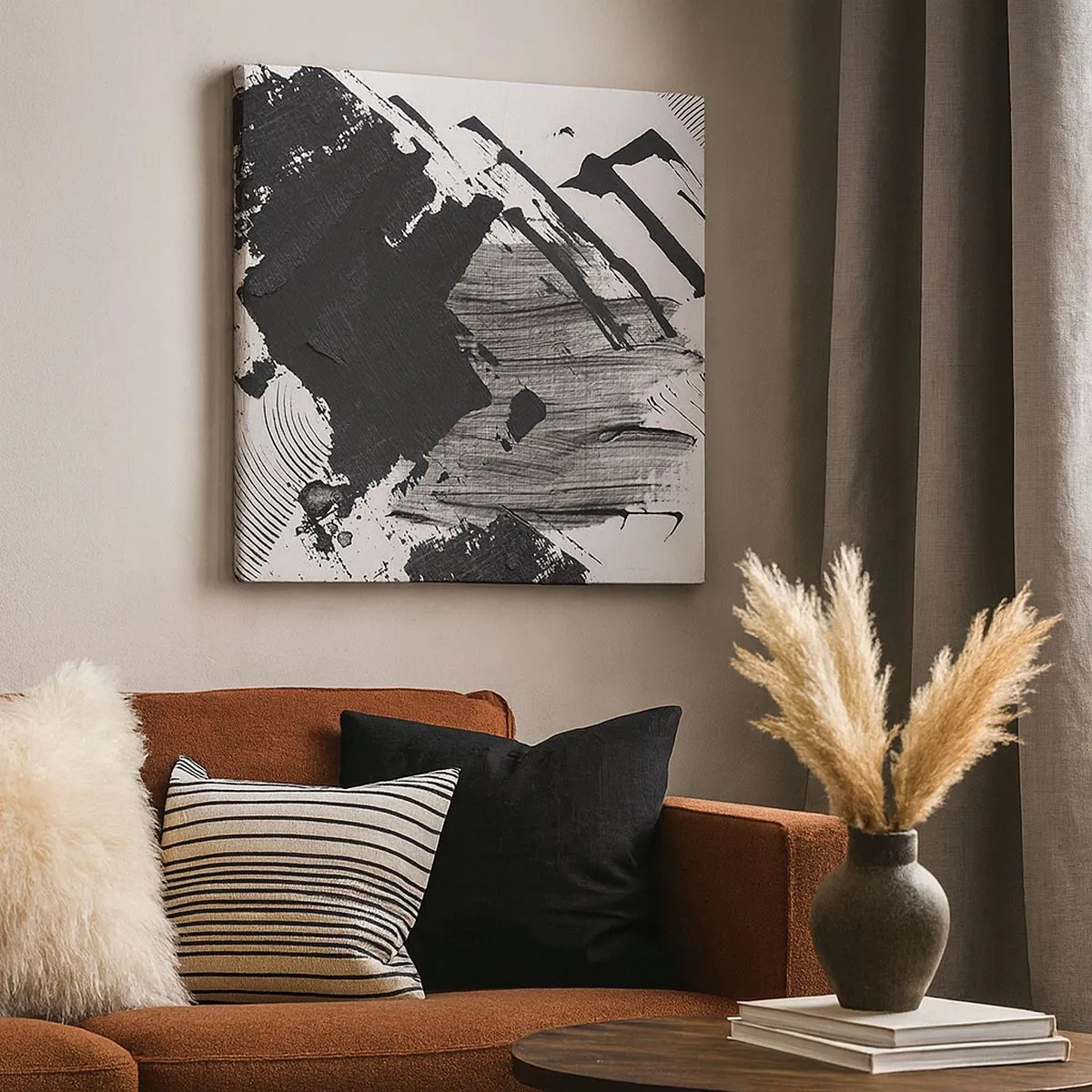 Obraz na płótnie - Abstrakcja – ekspresja czerni - 30x30 cm