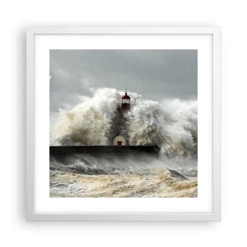Plakat w białej ramie - Gniew oceanu - 40x40 cm