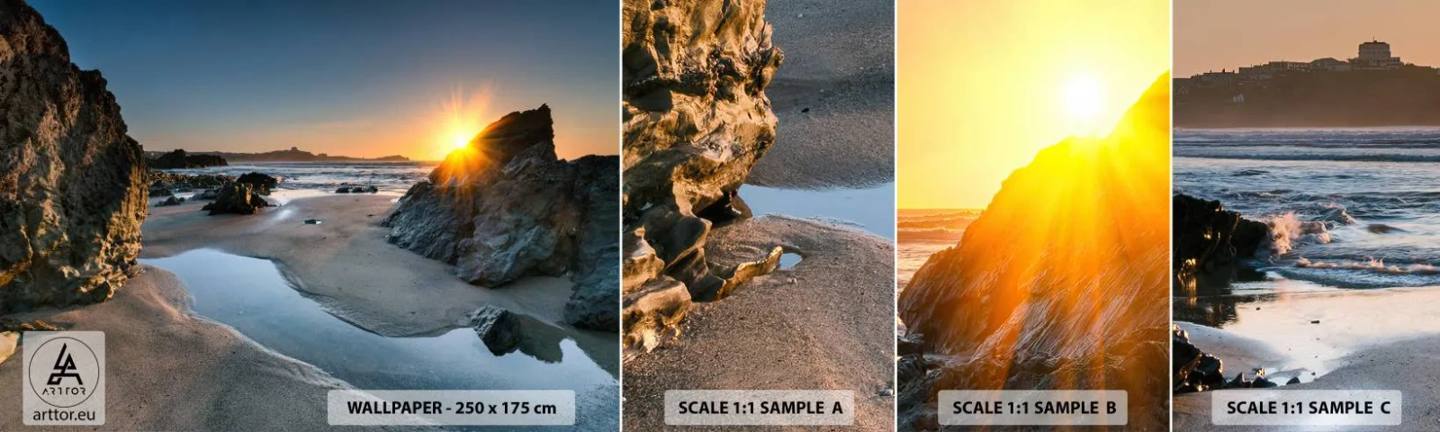 Fototapeta Próbka Samoprzylepna Deluxe Sticker - Nietknięte ludzką ręką - Krajobraz, Plaża, Wybrzeże Kornwalii - 100x30 cm