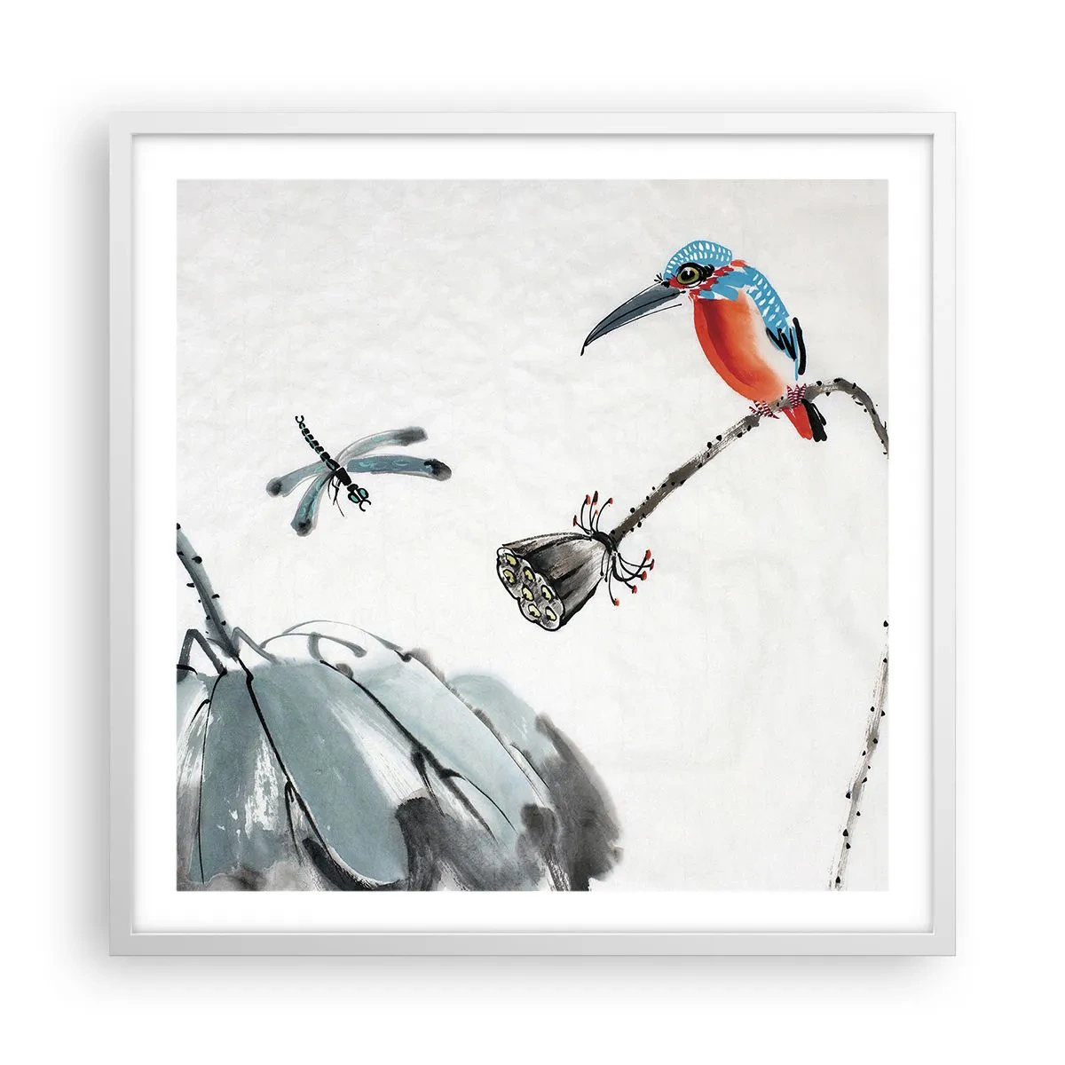 Plakat w białej ramie - Życie łąki - 60x60 cm