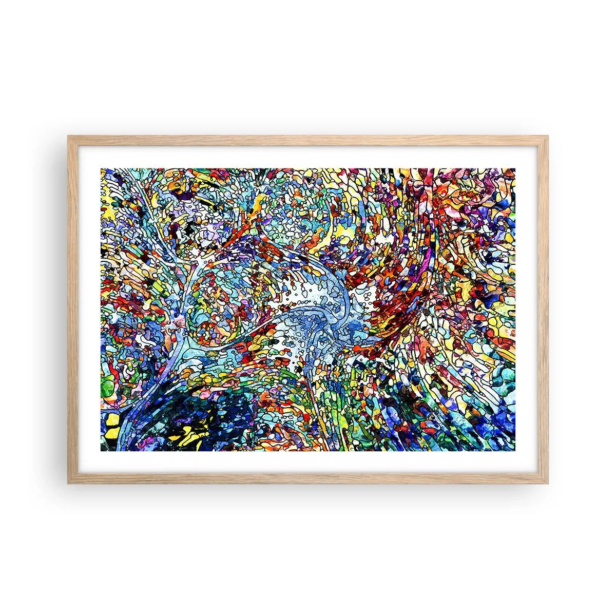 Plakat w ramie jasny dąb - Witraż kroplisty - 70x50 cm