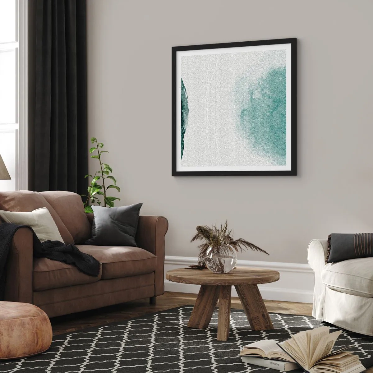 Plakat w czarnej ramie - Spotkanie z mgłą - 50x50 cm