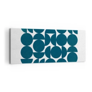 Obraz na płótnie - Geometryczne kształty w odcieniach granatu na białym tle - 120x50cm - Koła i półkola - Nowoczesna dekoracja ścienna do salonu i sypialni ARTTOR