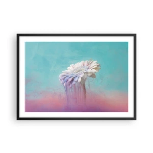 Plakat w czarnej ramie - Pastelowa gerbera z efektem rozmycia - 70x50cm - Zaświaty kwiatów - Nowoczesna dekoracja ścienna do salonu i sypialni ARTTOR