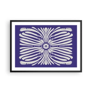 Plakat w czarnej ramie - Etniczny wzór w odcieniach fioletu i bieli - 70x50cm - Etniczne inspiracje - Nowoczesna dekoracja ścienna do salonu i sypialni ARTTOR