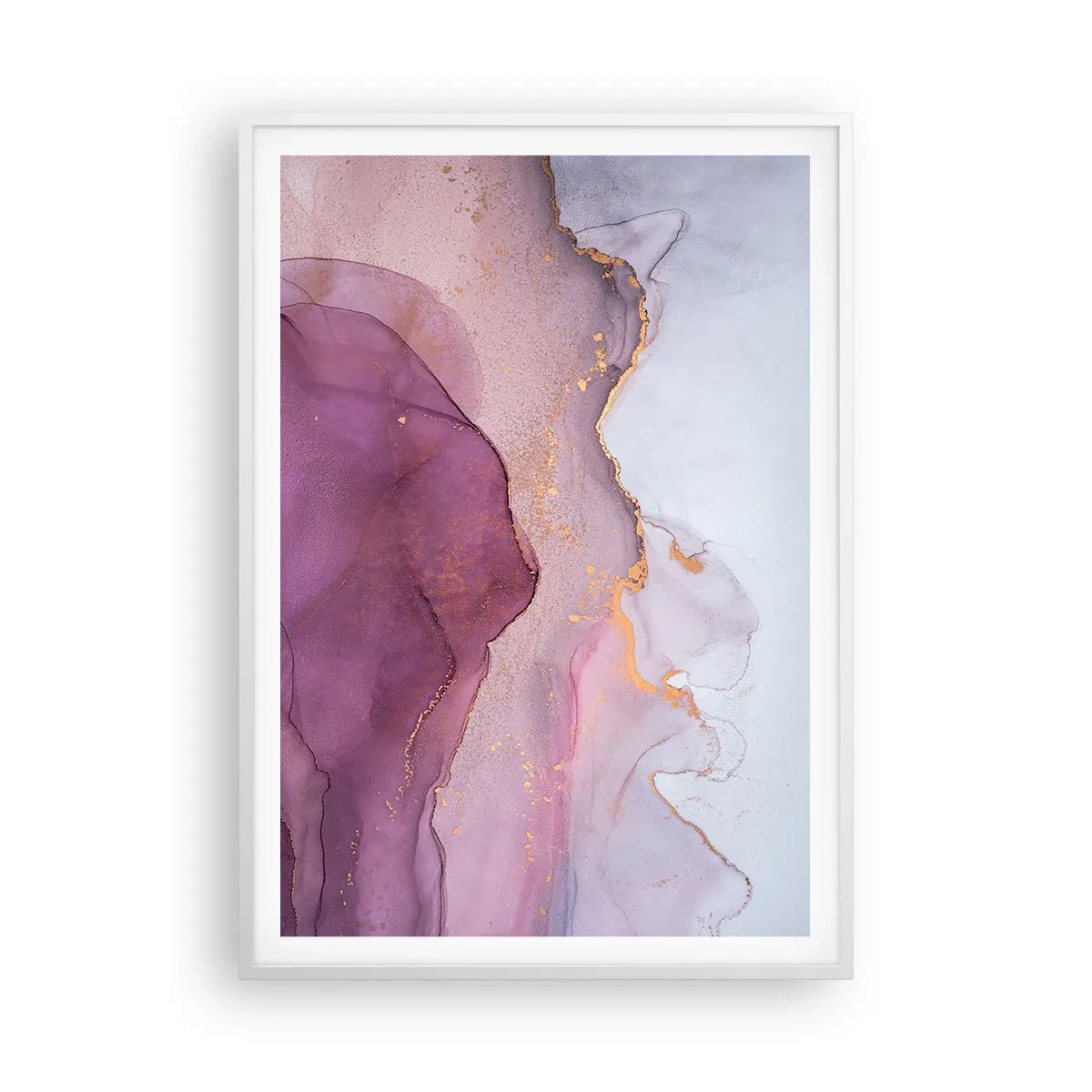 Plakat w białej ramie - Fale lila i fioletu - 70x100 cm