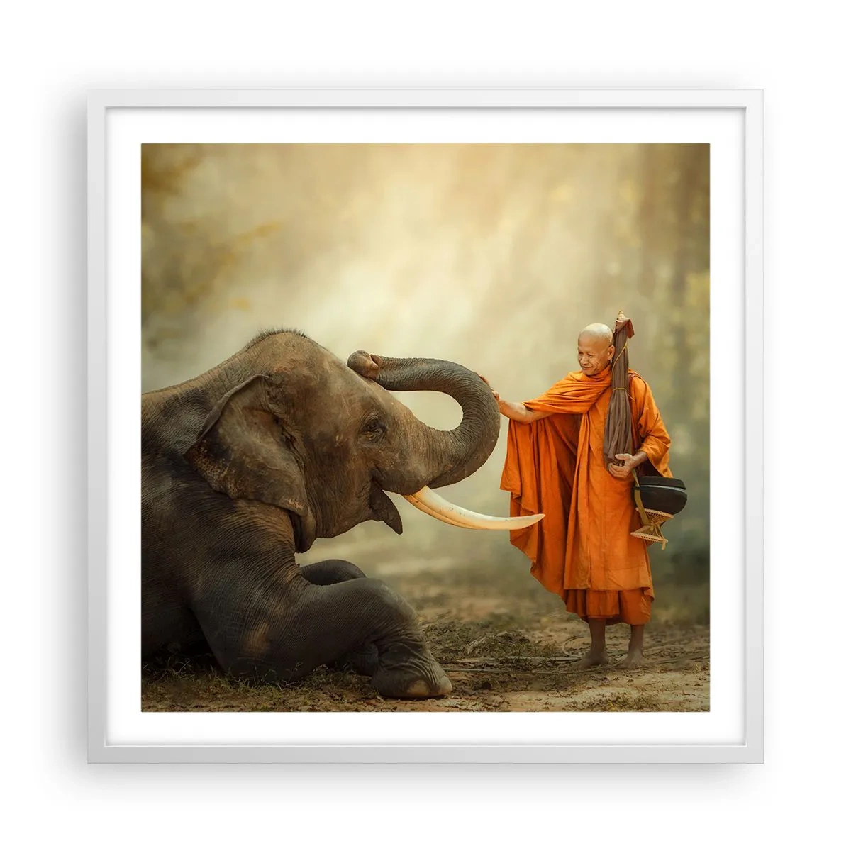 Plakat w białej ramie - Spotkanie w podróży - 60x60 cm