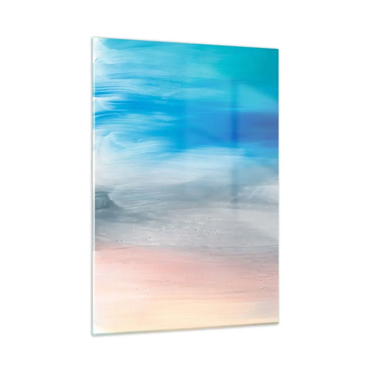Obraz na szkle - Pionowe smugi pastelowych i niebieskich barw w stylu abstrakcyjnym - 50x70cm - Żywioły: powietrze - Nowoczesna dekoracja ścienna do salonu, kuchni i sypialni ARTTOR