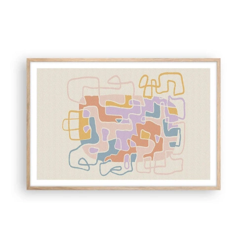 Plakat w ramie jasny dąb - Labirynt – radosna przygoda - 91x61 cm