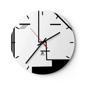 Zegar ścienny - Minimalistyczna grafika w czerni i bieli z geometrycznymi liniami - 30x30cm - Po prostu pocałunek - Nowoczesna dekoracja ścienna do salonu, kuchni i sypialni ARTTOR