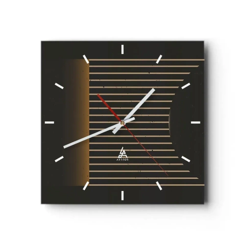 Zegar ścienny - Geometryczny wzór z pasami na ciemnym tle - 30x30cm - Zbadać ciemność - Nowoczesna dekoracja ścienna do salonu i sypialni ARTTOR