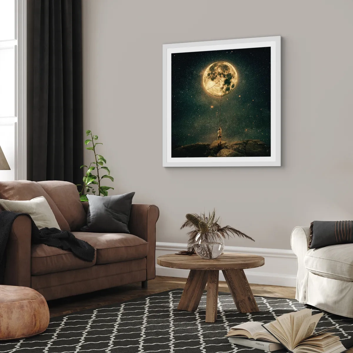 Plakat w białej ramie - Jeden taki, co ukradł Księżyc - 40x40 cm