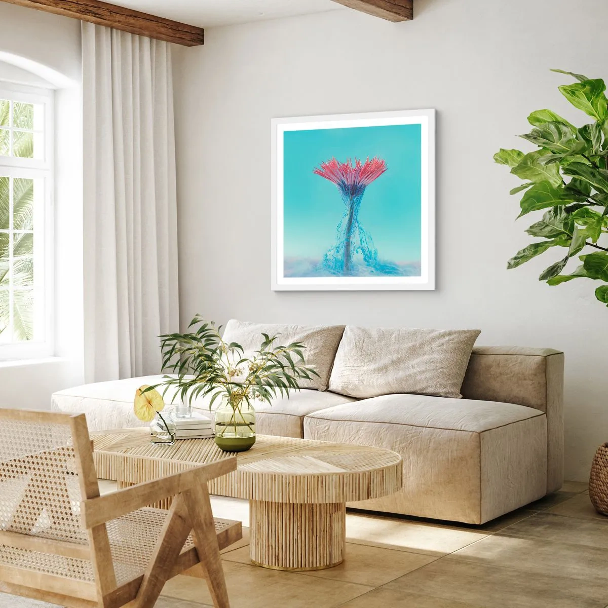 Plakat w białej ramie - W ożywczym objęciu - 40x40 cm