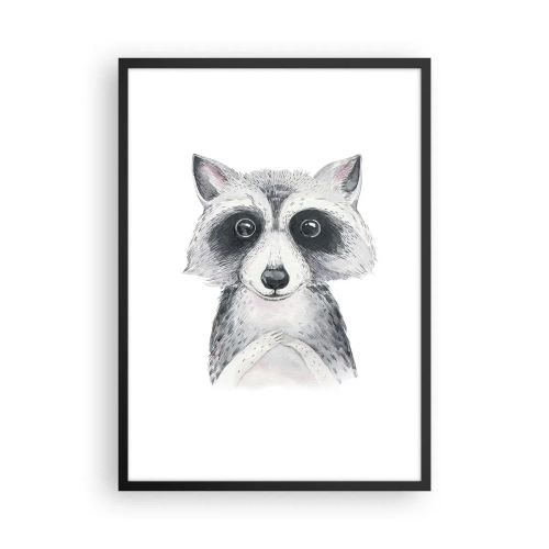 Plakat w czarnej ramie - Uroczy szop przedstawiony na białym tle - 50x70cm - Chwila na wzruszenie - Nowoczesna dekoracja ścienna do salonu i sypialni ARTTOR
