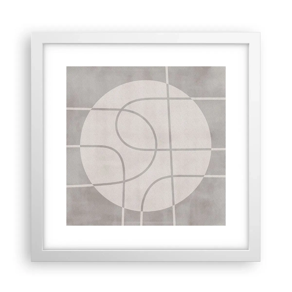 Plakat w białej ramie - Koliście i na wprost - 30x30 cm