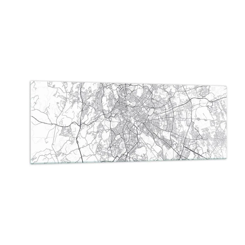 Obraz na szkle - Miejska mapa w stylu minimalistycznym z delikatnymi liniami - 140x50cm - Rzymski krąg - Nowoczesna dekoracja ścienna do salonu i sypialni ARTTOR