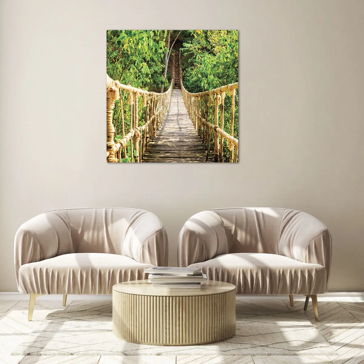 Obraz na szkle - Zawieszony w zieleni - 70x70 cm